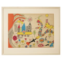 Vintage Framed Lithography "Le Couteau" by Niki de Saint Phalle, 1972