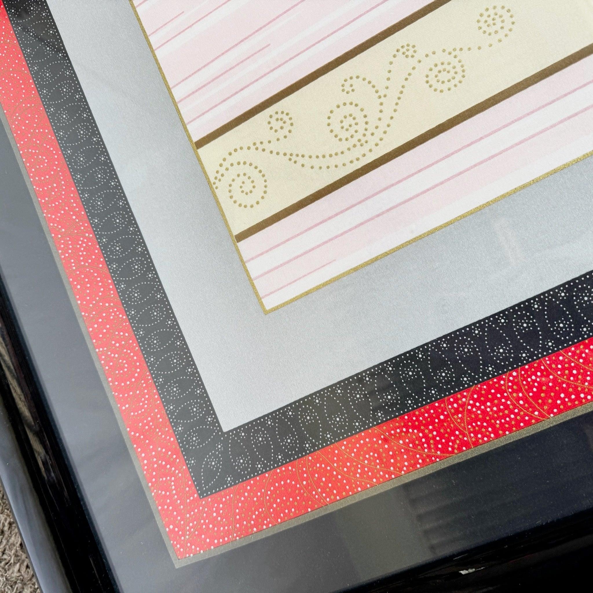 American Framed “Loge De Théâtre” on Silk Scarf by Erté (1987) For Sale