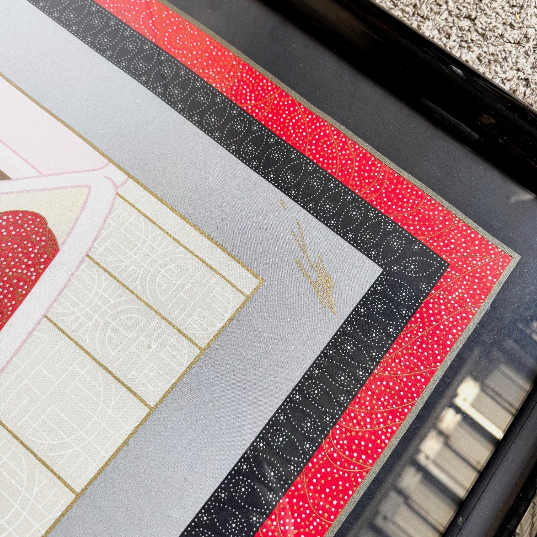 Framed “Loge De Théâtre” on Silk Scarf by Erté (1987) For Sale 2