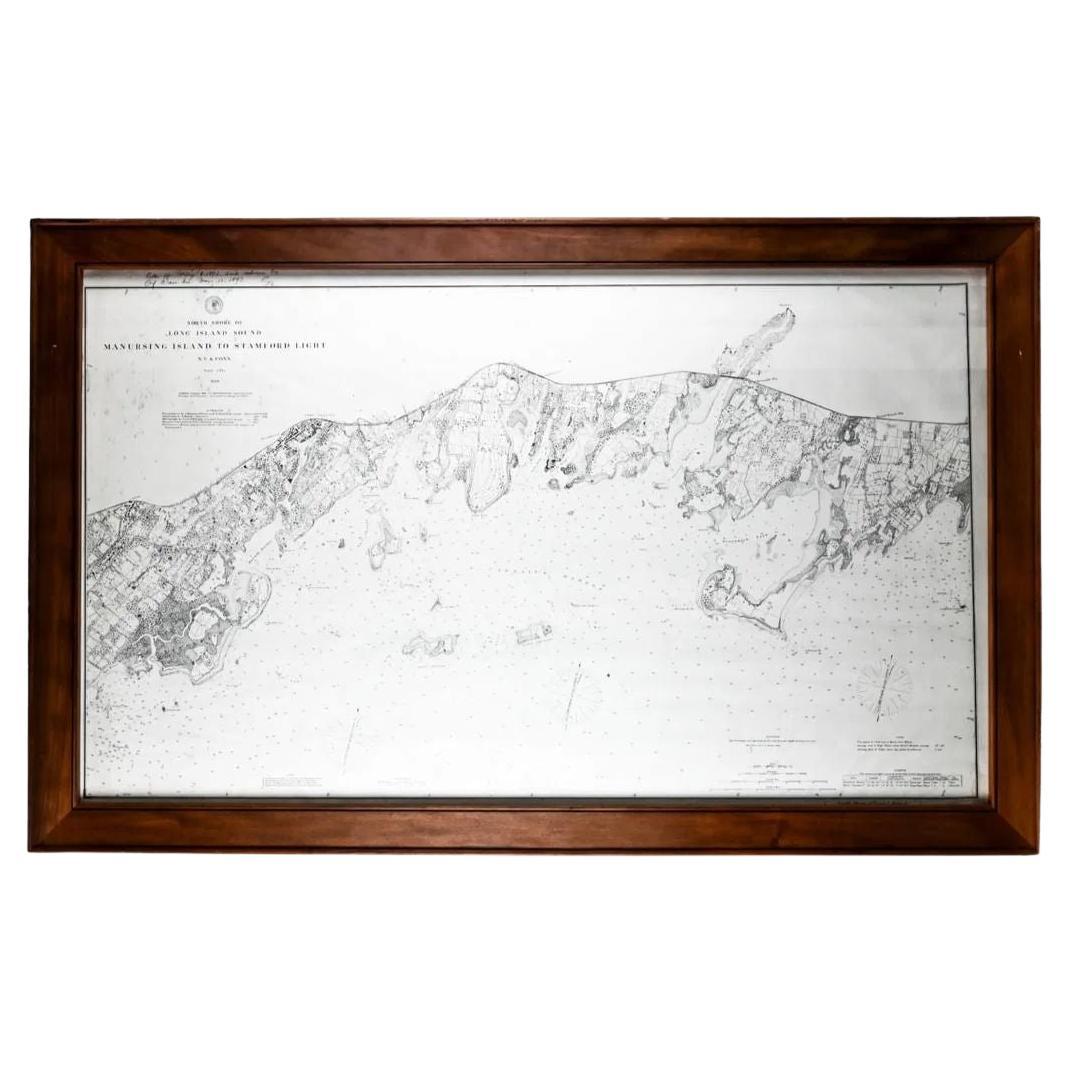 Framed Long Island Sound Map C. 1899