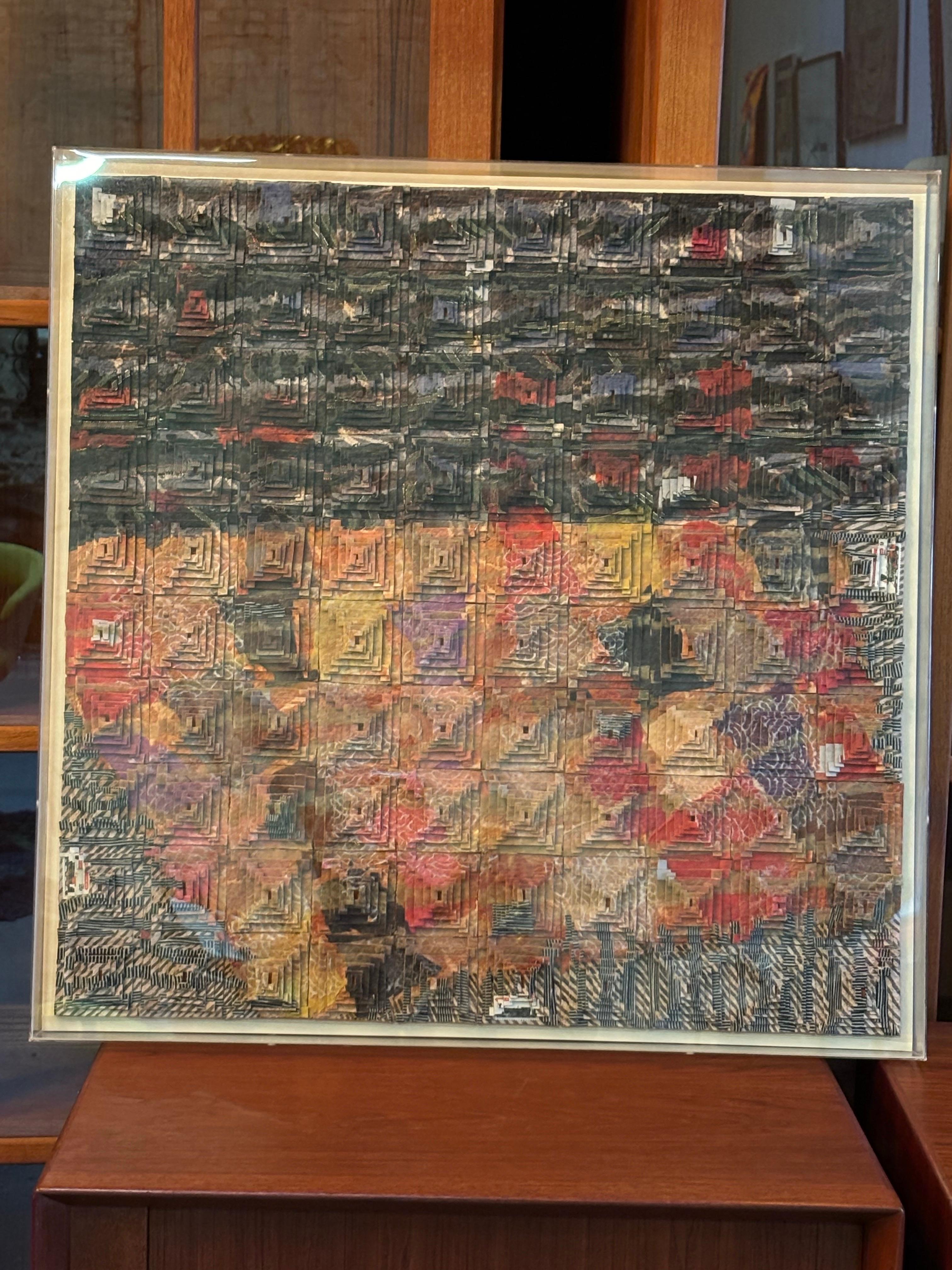 Paper Framed Lucite Collage For Sale