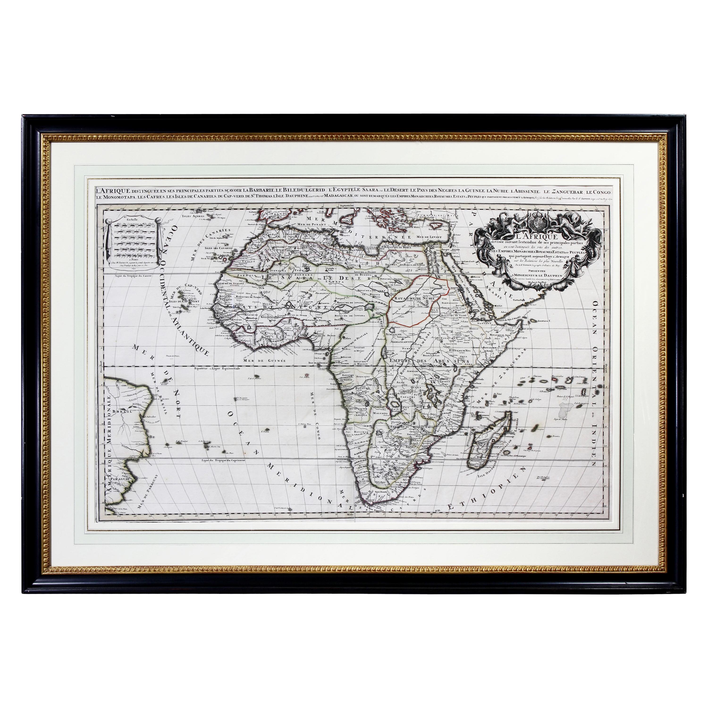 Framed Map of Africa by Hubert Jaillot