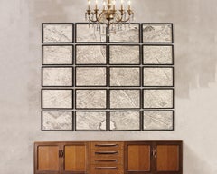 Framed Map of Paris After Michel-Étienne Turgot 1739 20 Panels