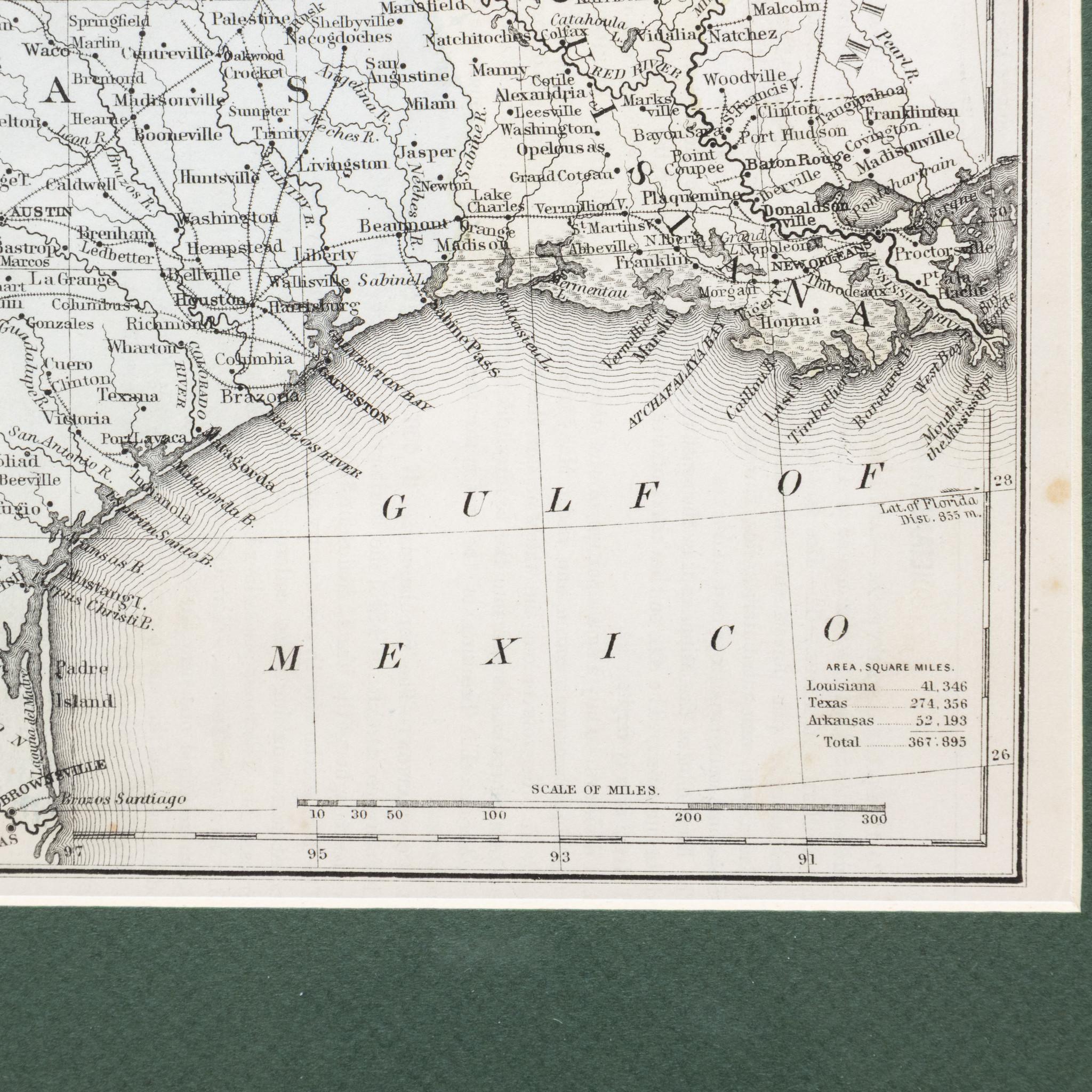 American Framed Map of Texas Circa 1880 For Sale