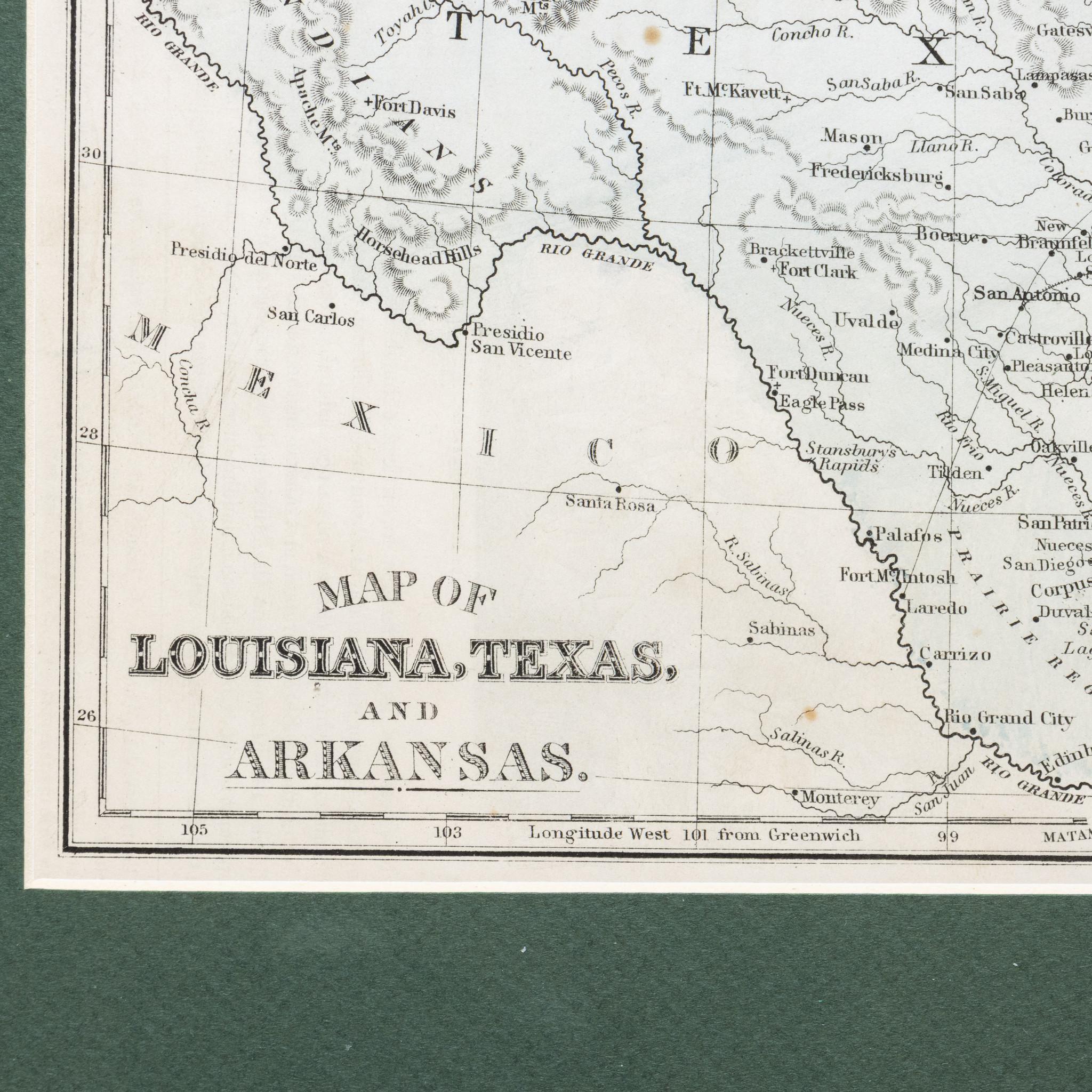Framed Map of Texas Circa 1880 In Good Condition For Sale In Coeur d'Alene, ID