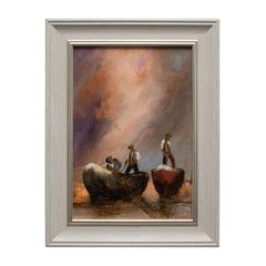 Framed Maritime Scene, Oil Painting, Maritime, Fishermen, Art