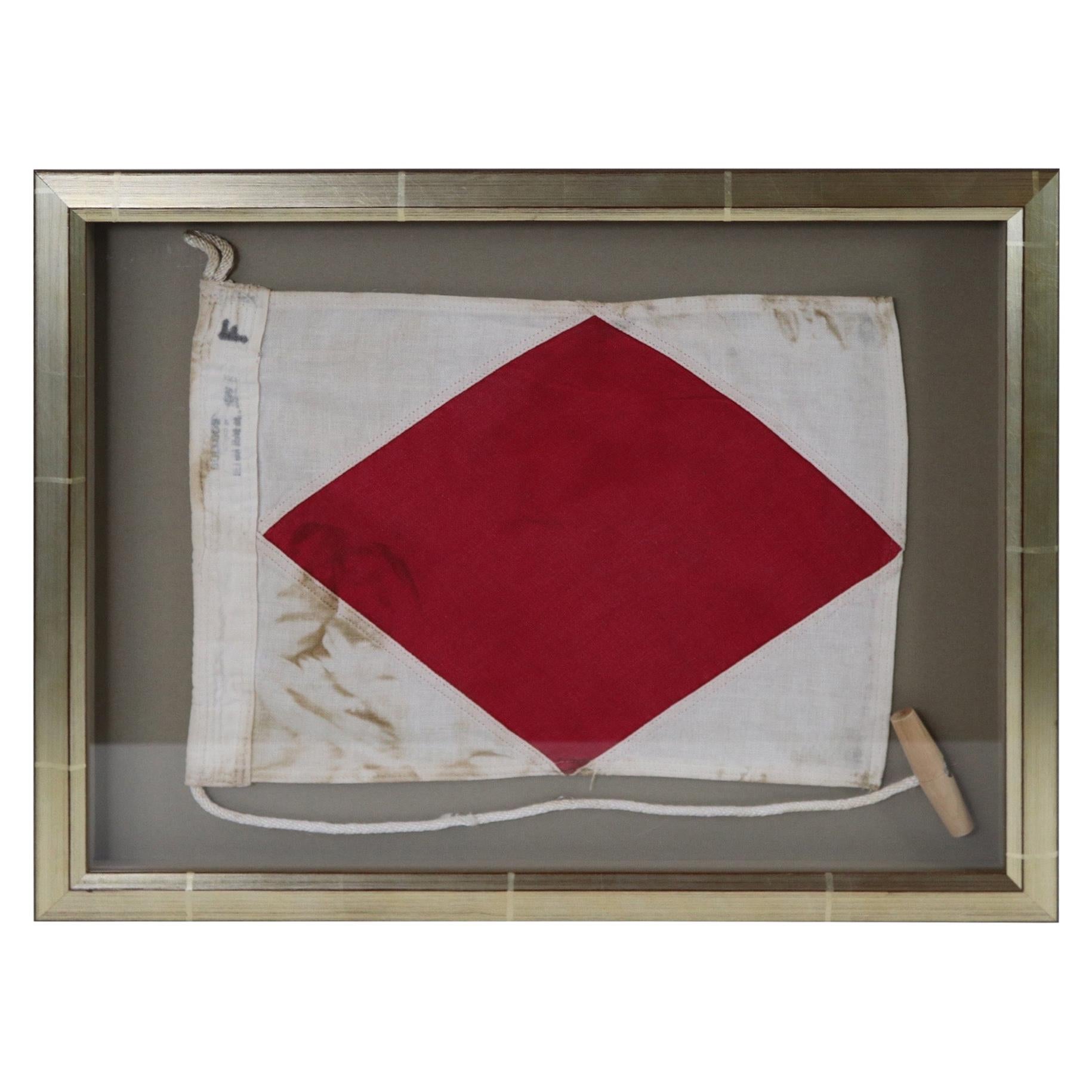 Framed Maritime Signal Flag of Letter F For Sale