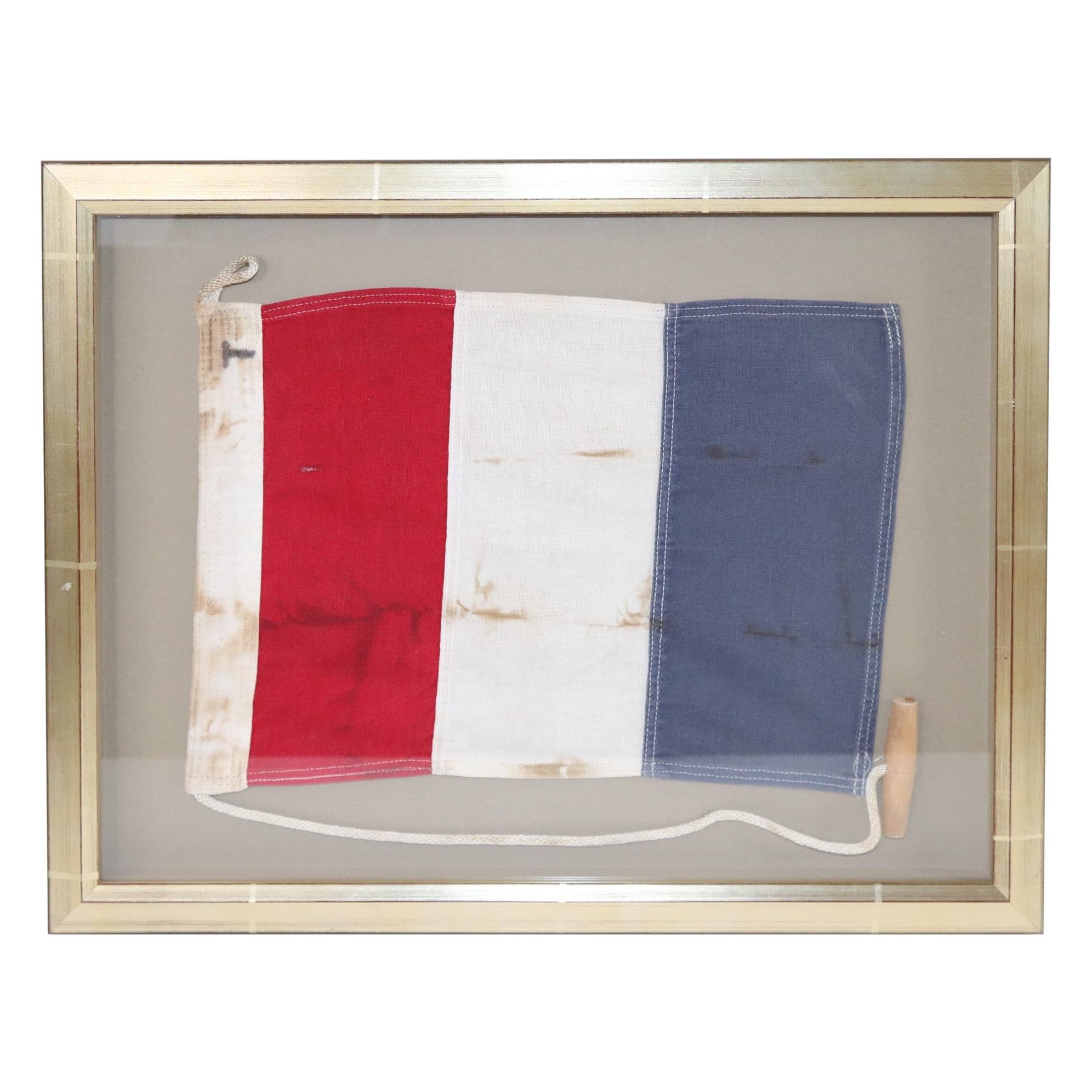 Framed Maritime Signal Flag of Letter T For Sale