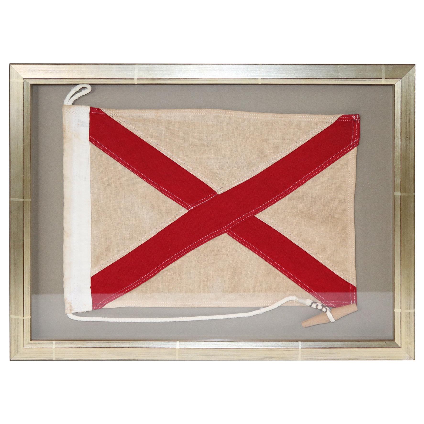 Framed Maritime Signal Flag of Letter V For Sale