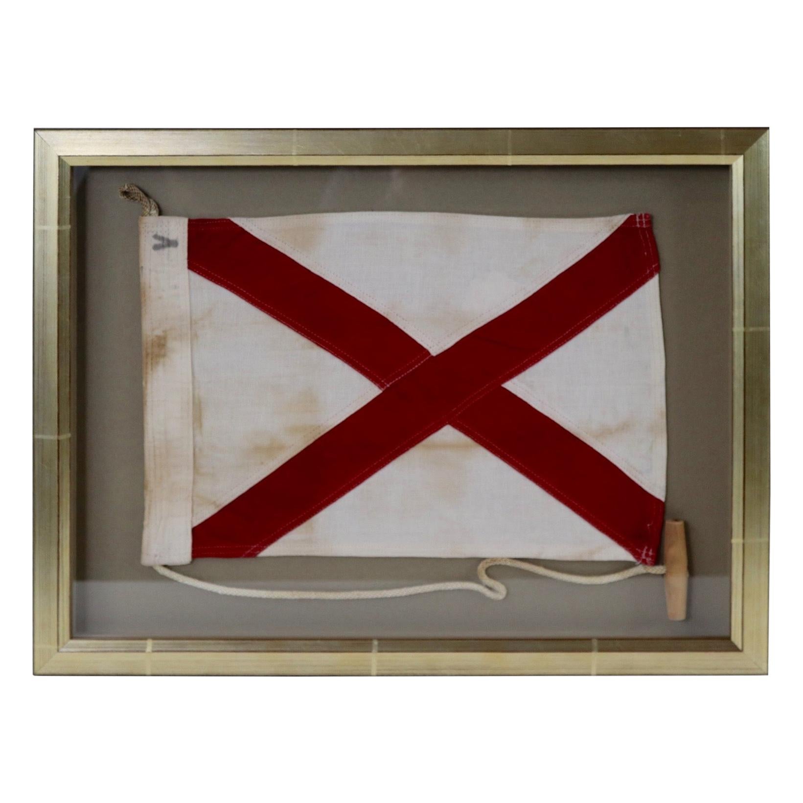 Framed Maritime Signal Flag of Letter V