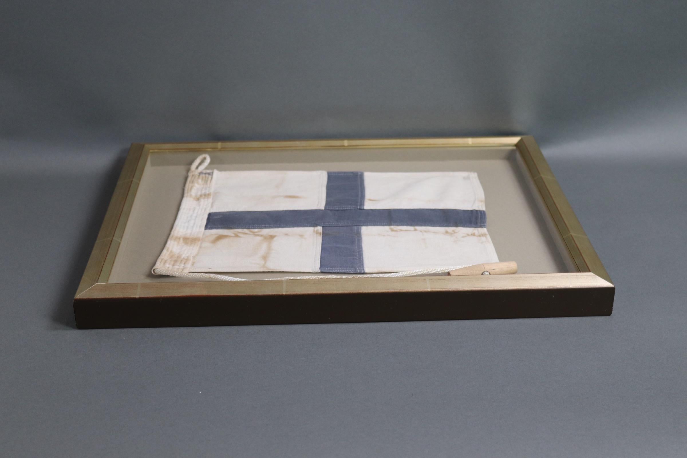 Mid-20th Century Framed Maritime Signal Flag of Letter X For Sale