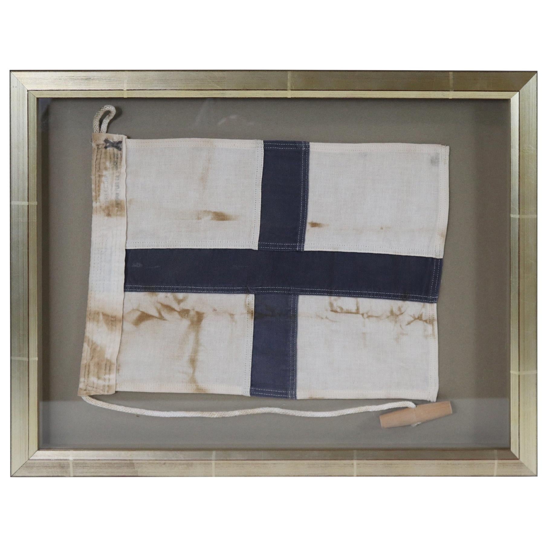 Framed Maritime Signal Flag of Letter X For Sale