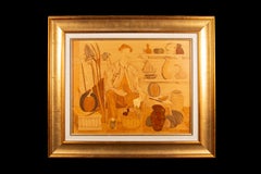 Framed Marquetry Panel of a Man with Fruit and Vegetables