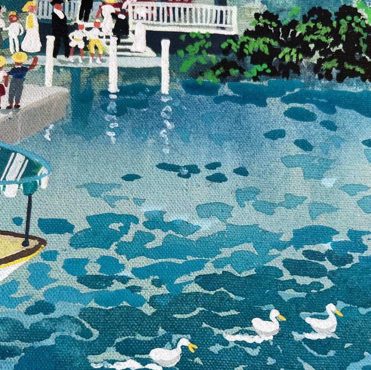 Framed Maxwell Mays Folk Art Oil on Canvas, Ferris Wheel By The Harbor, 1975 For Sale 3