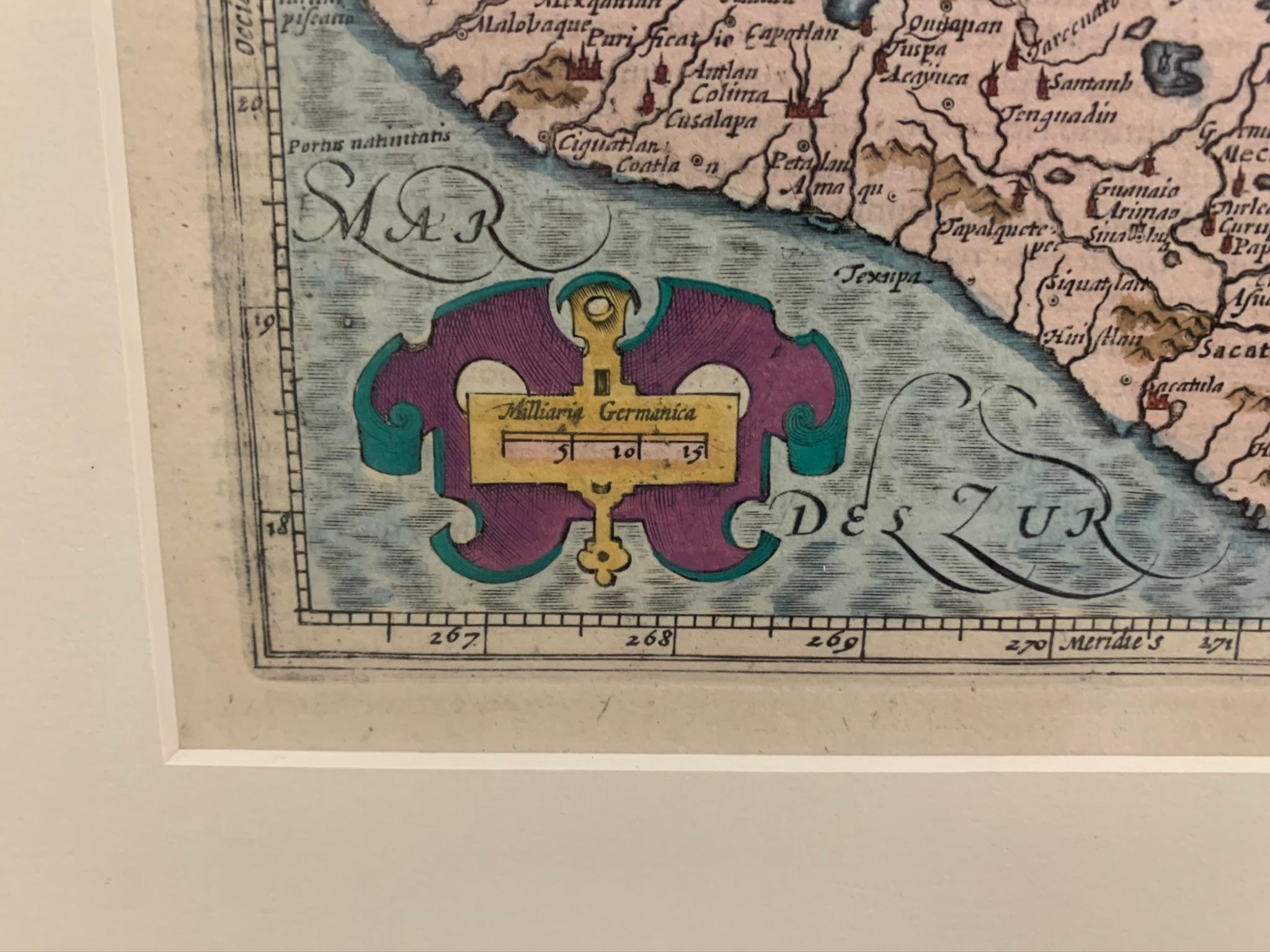 Gerahmte Mercator Hondius Hispania Nova Atlas Kleine Karte im Zustand „Gut“ im Angebot in Stamford, CT