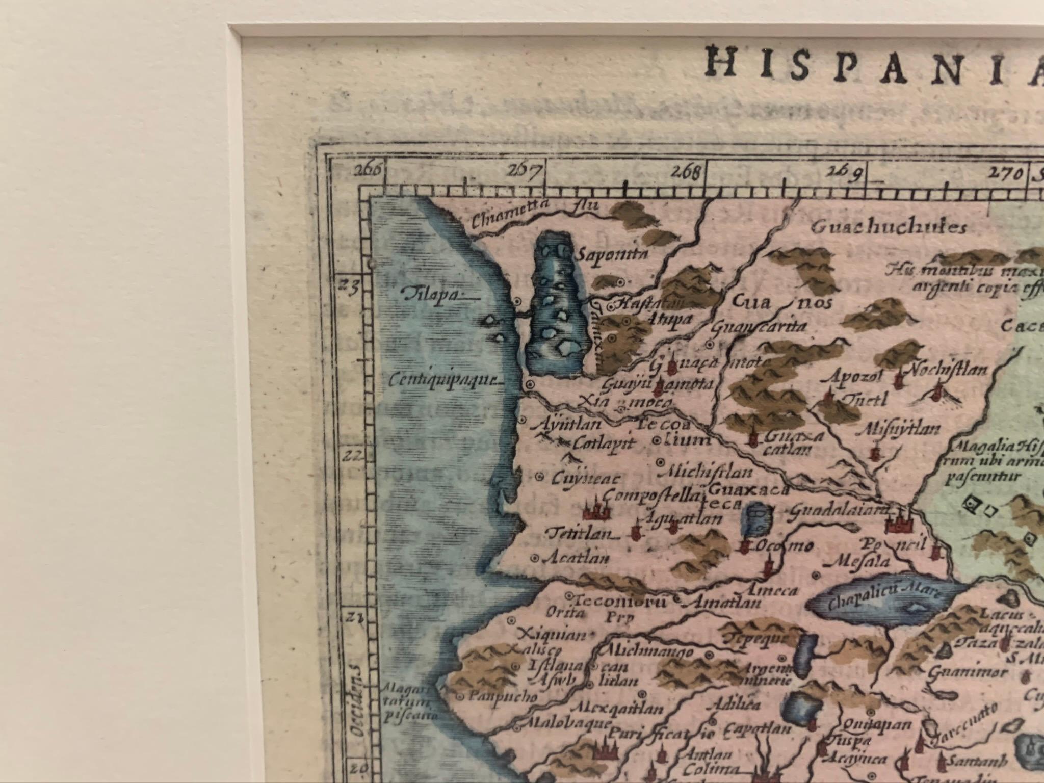Gerahmte Mercator Hondius Hispania Nova Atlas Kleine Karte (18. Jahrhundert und früher) im Angebot