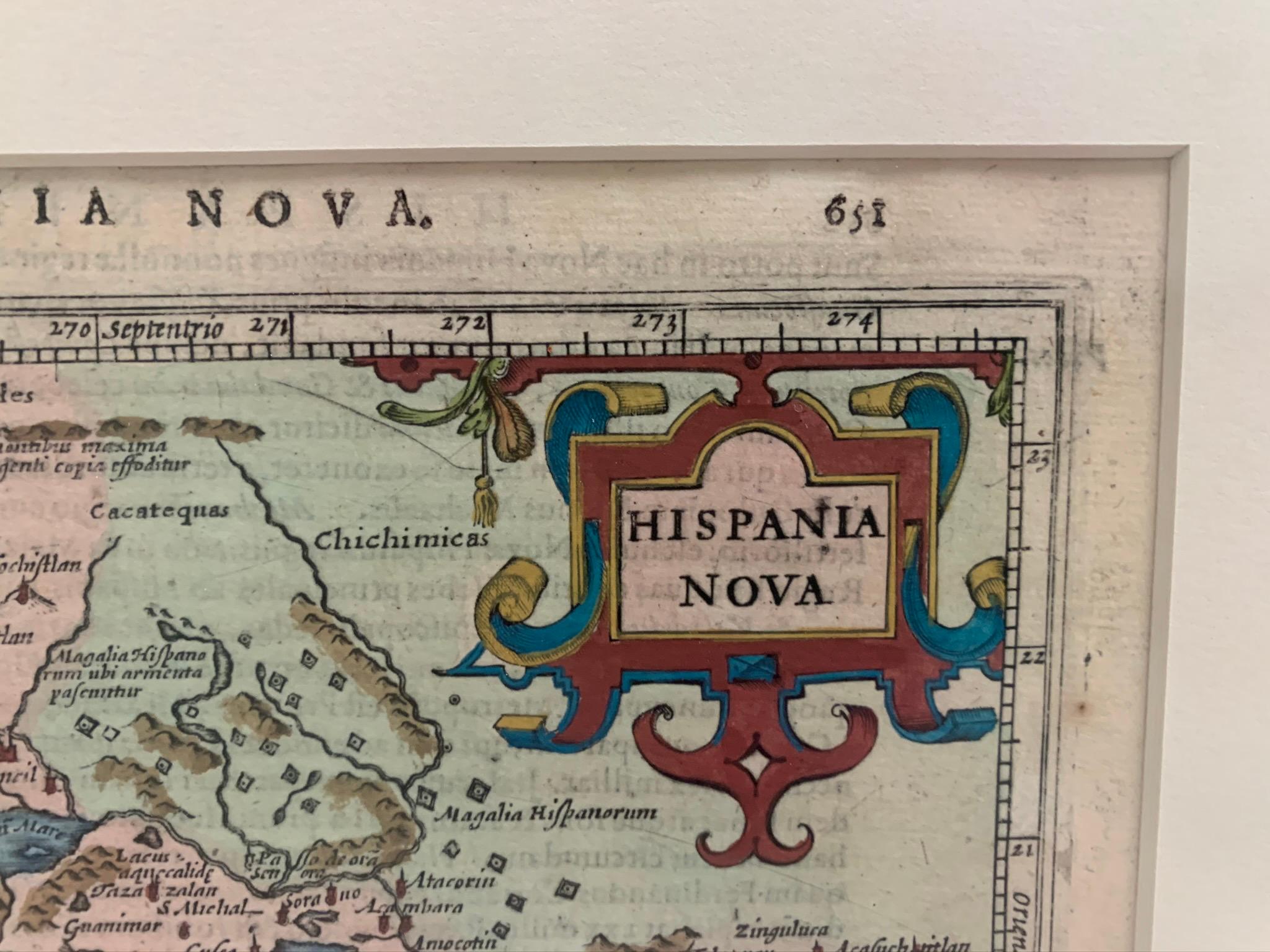 Verre Carte mineure Mercator Hondius Hispania Nova Atlas encadrée en vente