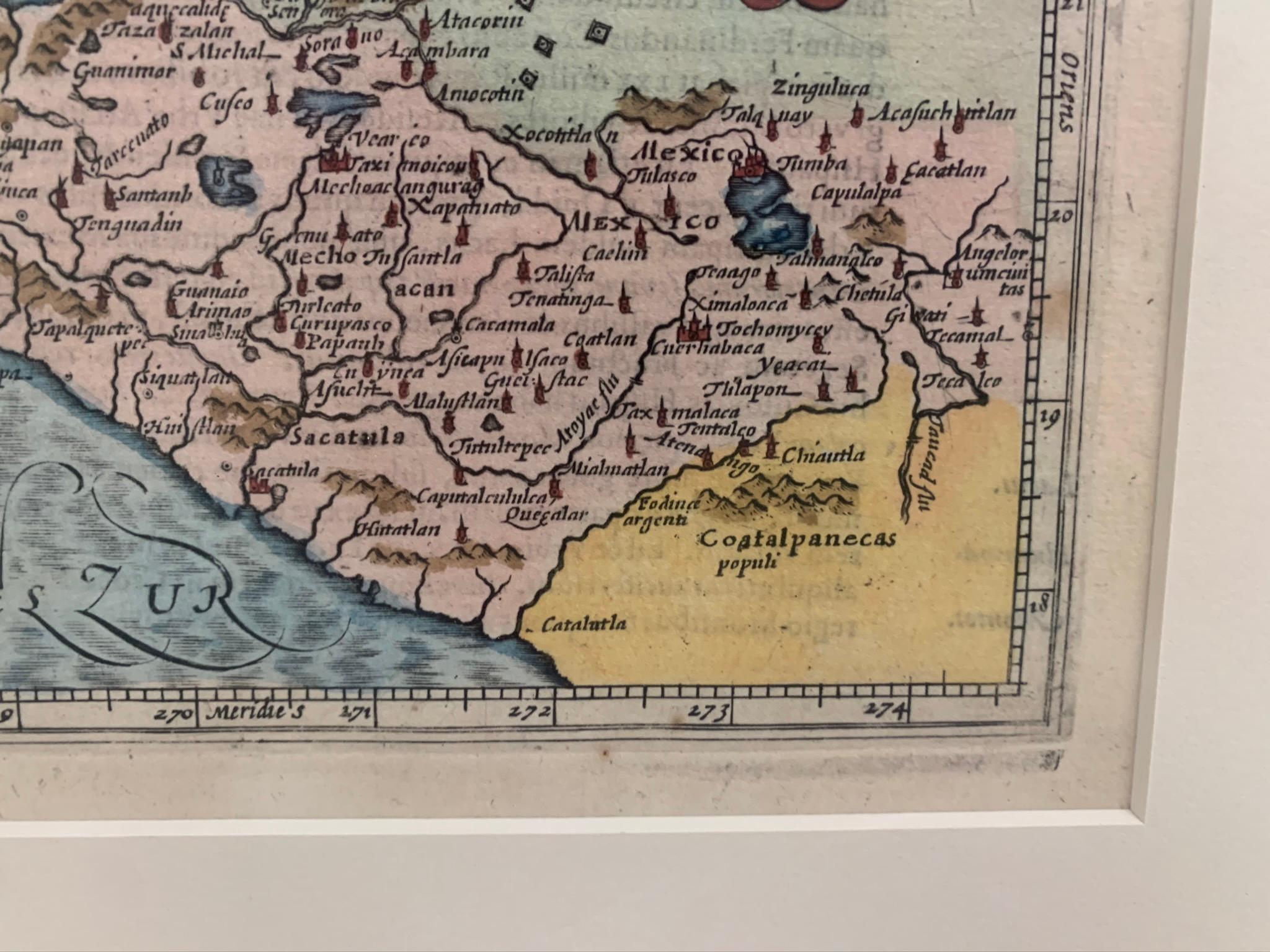 Glass Framed Mercator Hondius Hispania Nova Atlas Minor Map For Sale