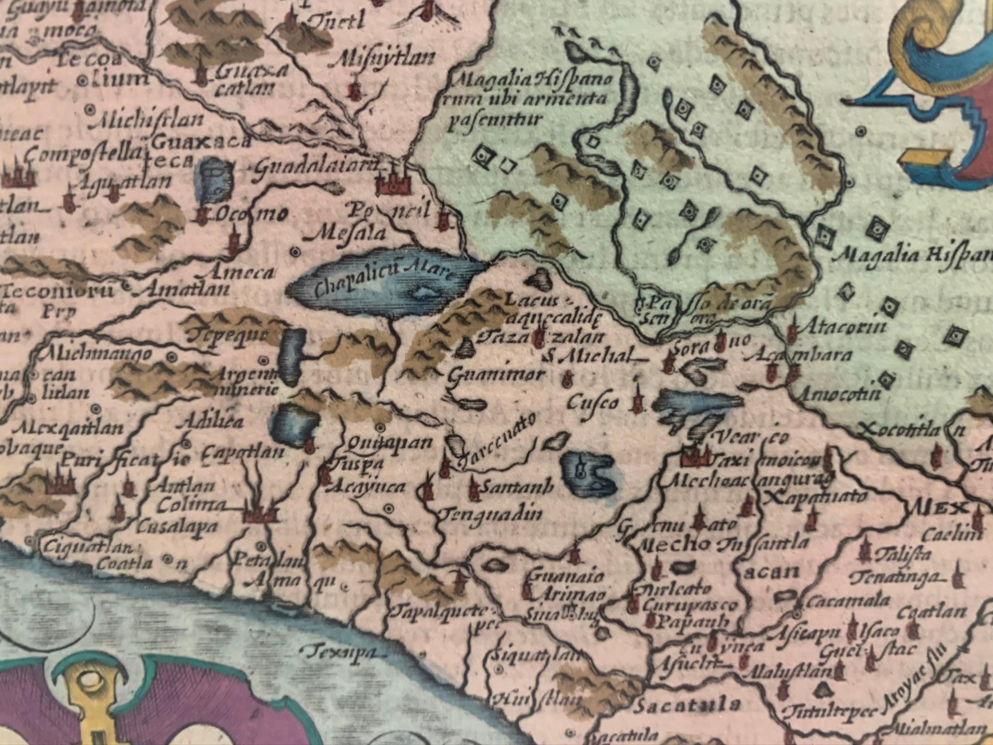 Framed Mercator Hondius Hispania Nova Atlas Minor Map For Sale 1