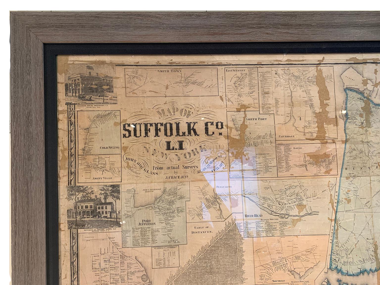 framed map of long island