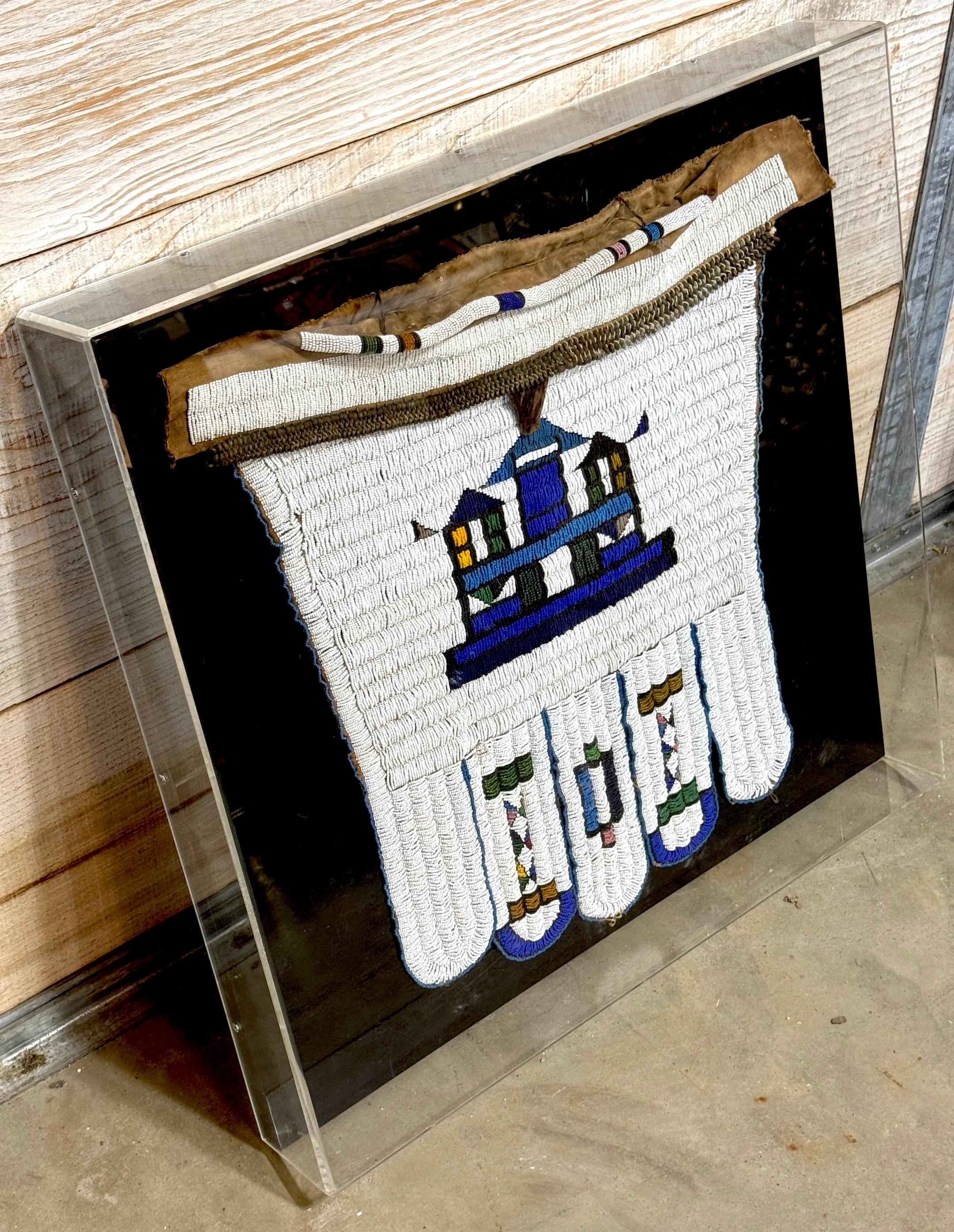 Framed Mid-20th C. Lakota (Sioux)  Beaded Saddle Bag Panel, Museum Mounted For Sale 4