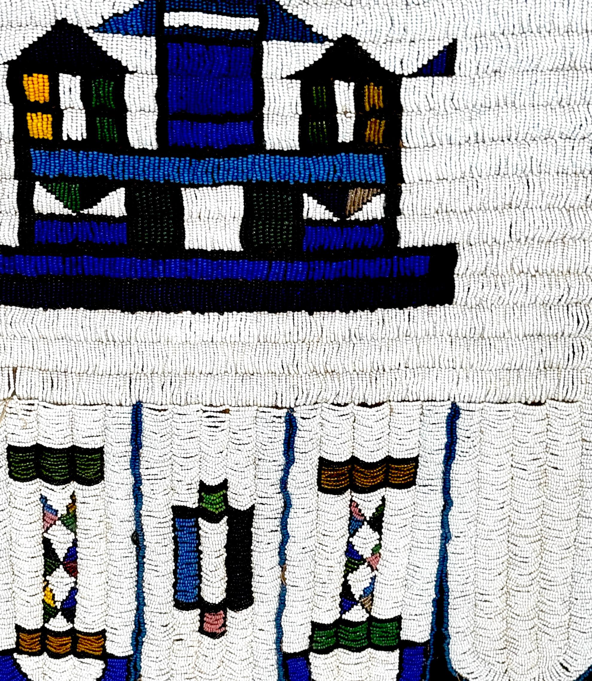 20th Century Framed Mid-20th C. Lakota (Sioux)  Beaded Saddle Bag Panel, Museum Mounted For Sale