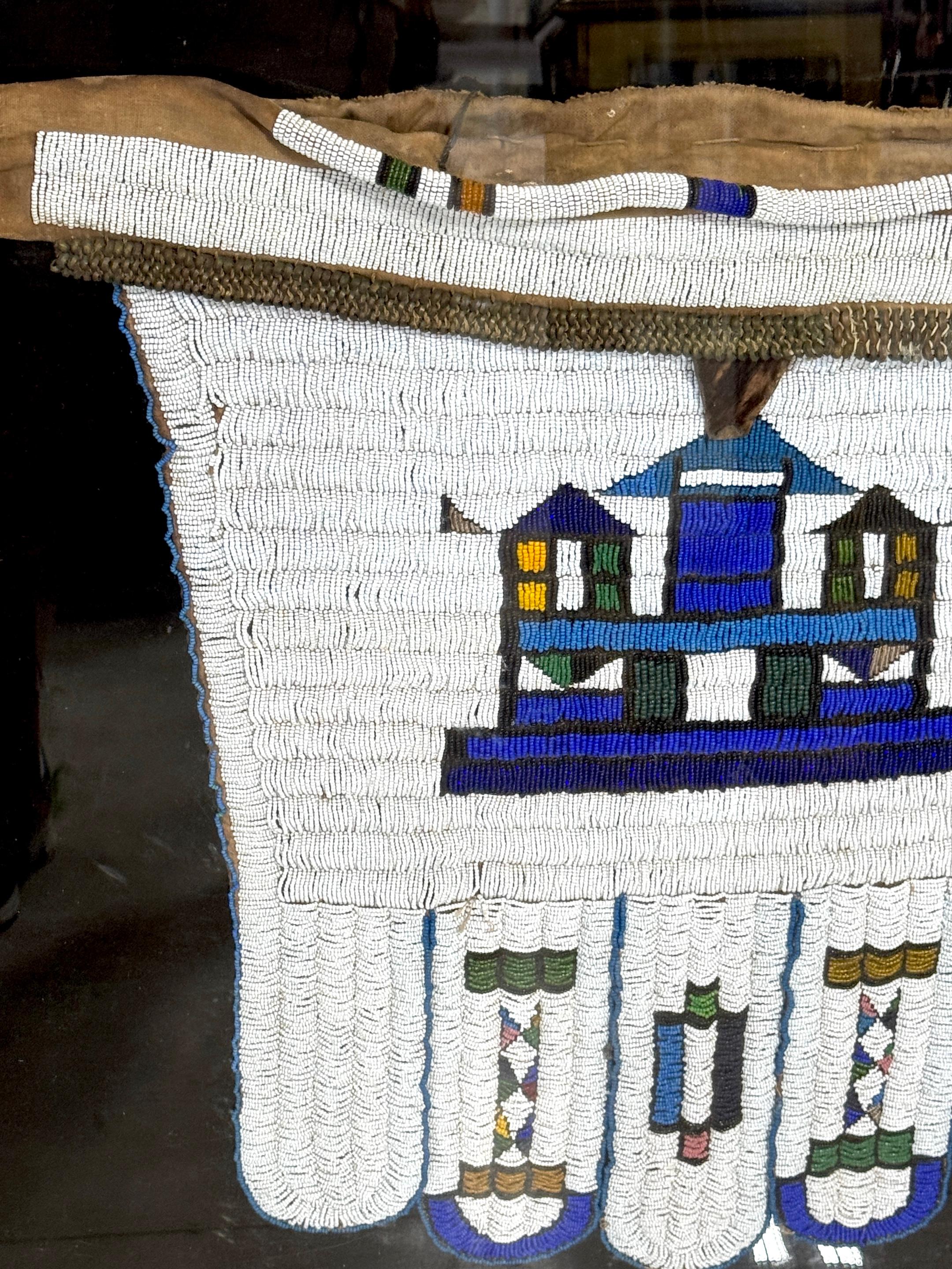 Framed Mid-20th C. Lakota (Sioux)  Beaded Saddle Bag Panel, Museum Mounted For Sale 1