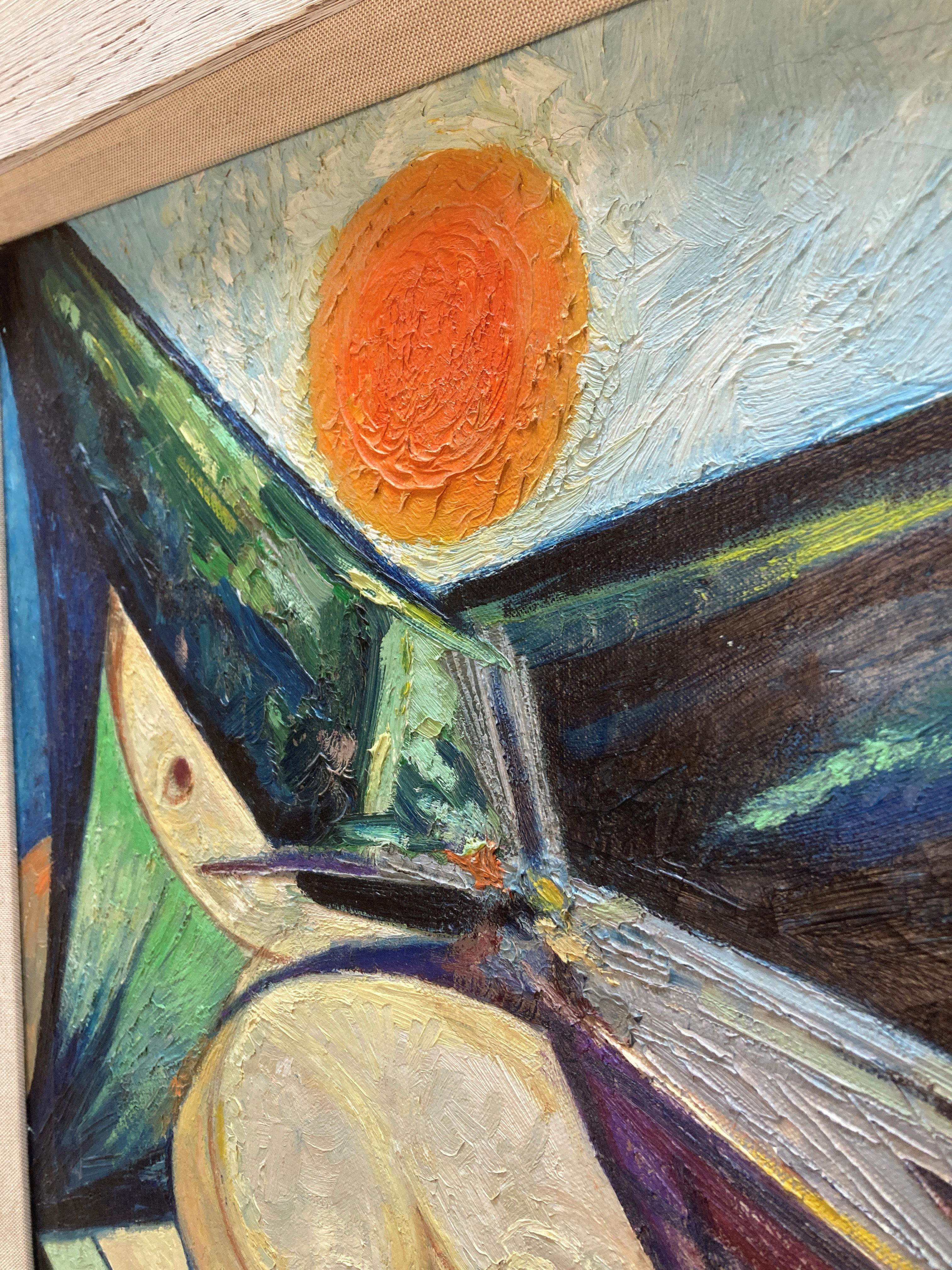 Gerahmter abstrakter weiblicher Akt aus der Jahrhundertmitte auf Leinwand (Niederländisch) im Angebot