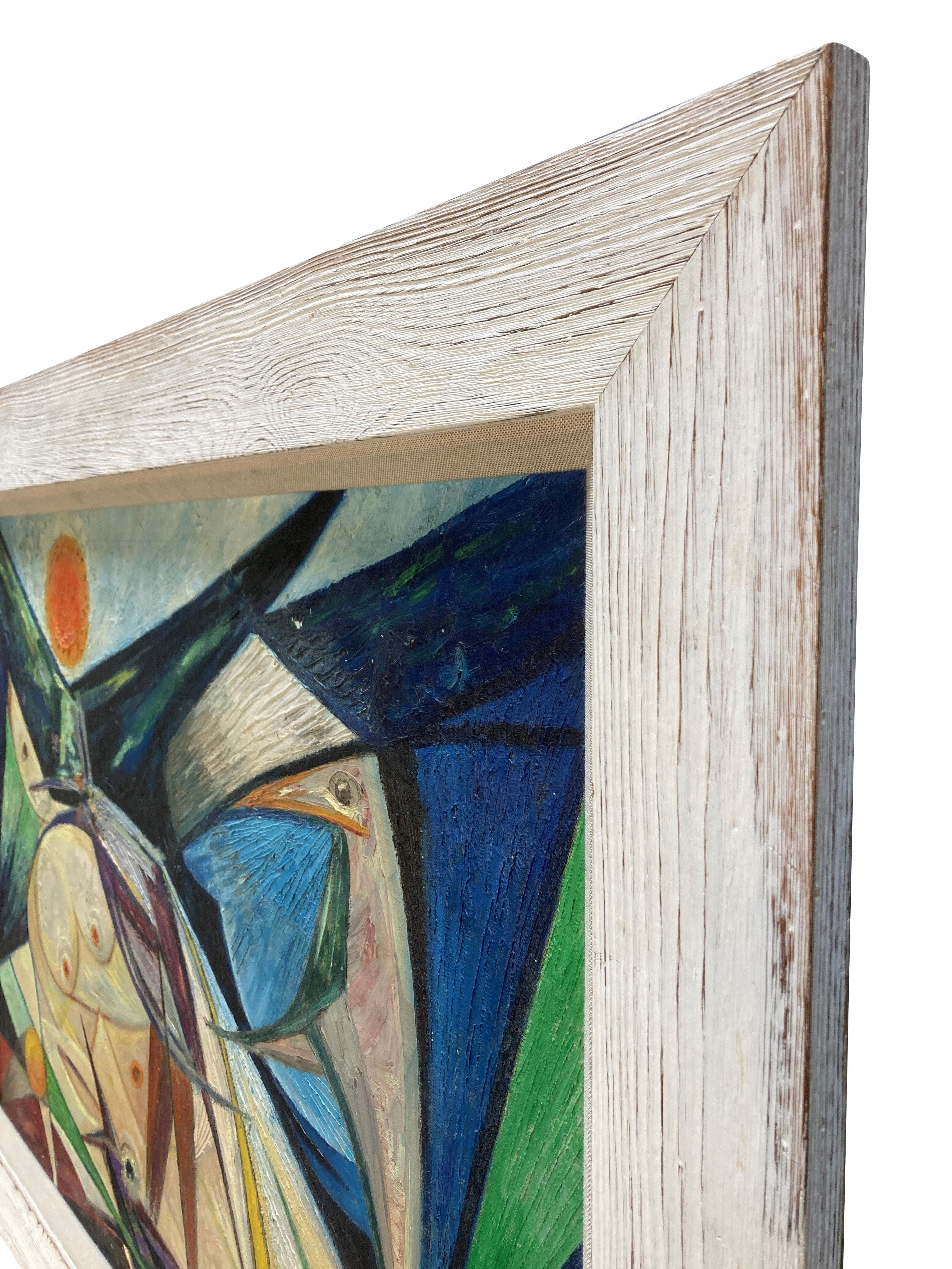 Gerahmter abstrakter weiblicher Akt aus der Jahrhundertmitte auf Leinwand im Zustand „Gut“ im Angebot in Kent, Dover