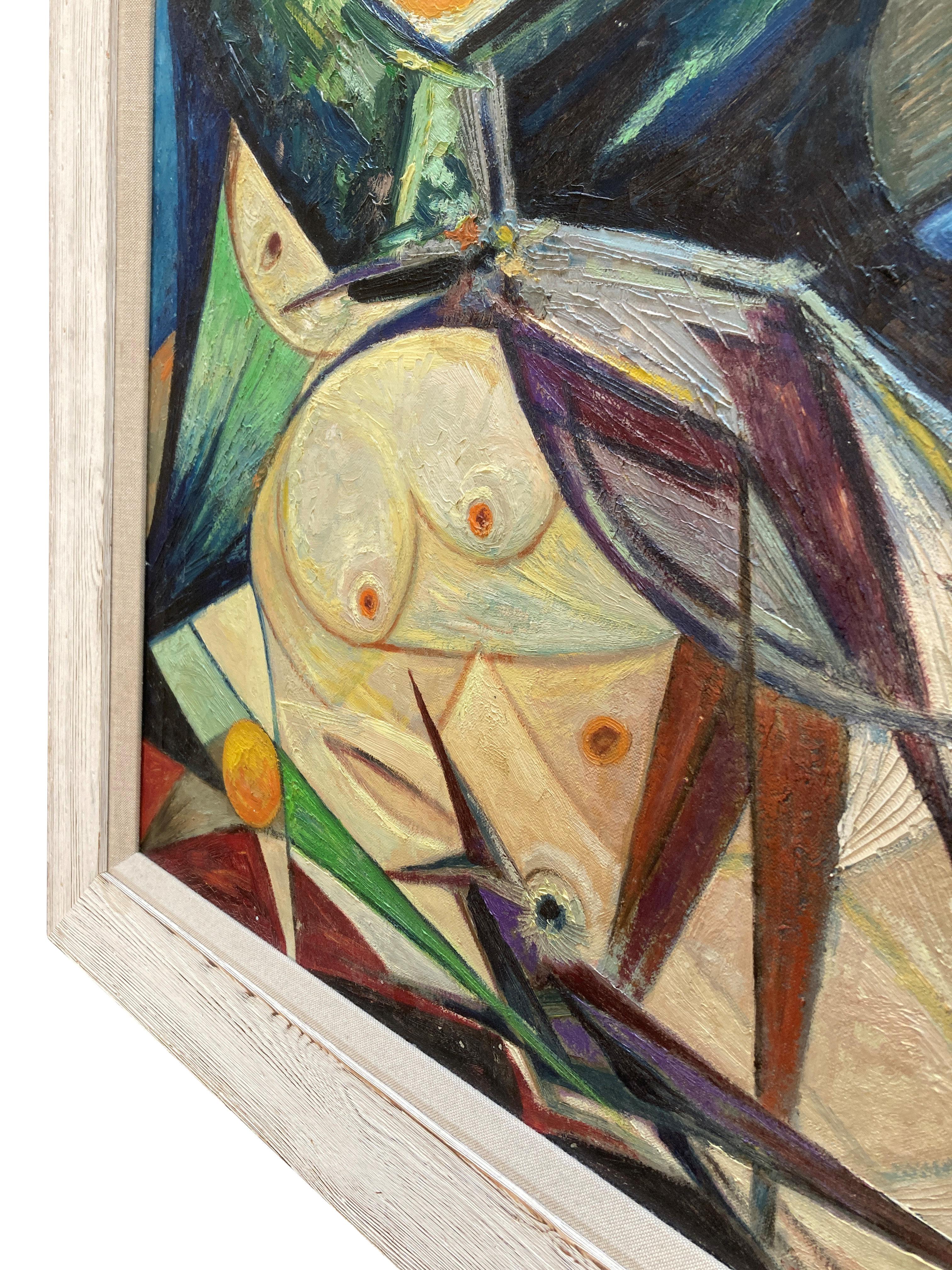 Gerahmter abstrakter weiblicher Akt aus der Jahrhundertmitte auf Leinwand (Mitte des 20. Jahrhunderts) im Angebot