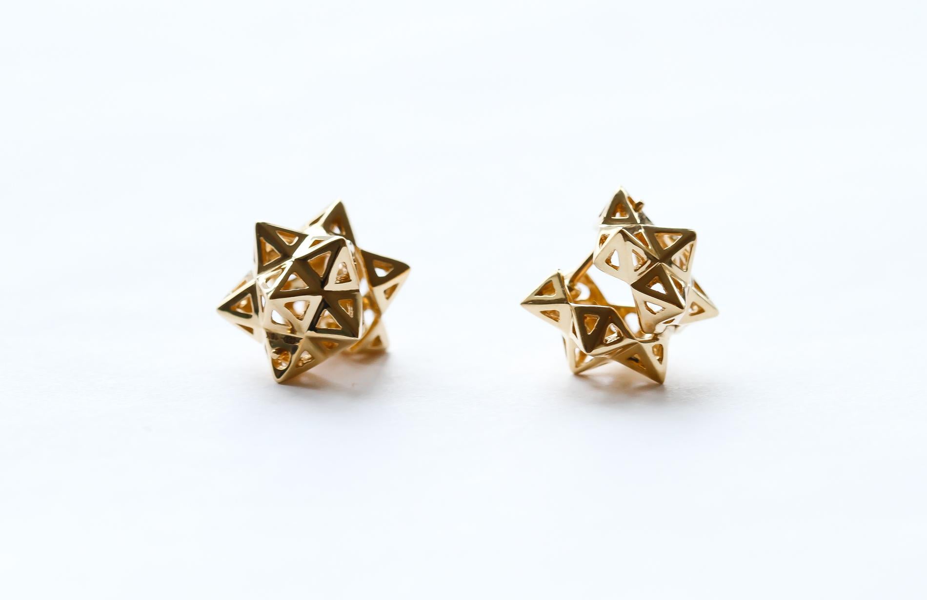 Women's Framed Mini Tetra Gold Earrings For Sale