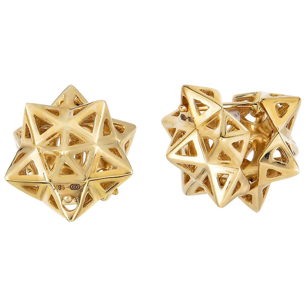 Framed Mini Tetra Gold Earrings