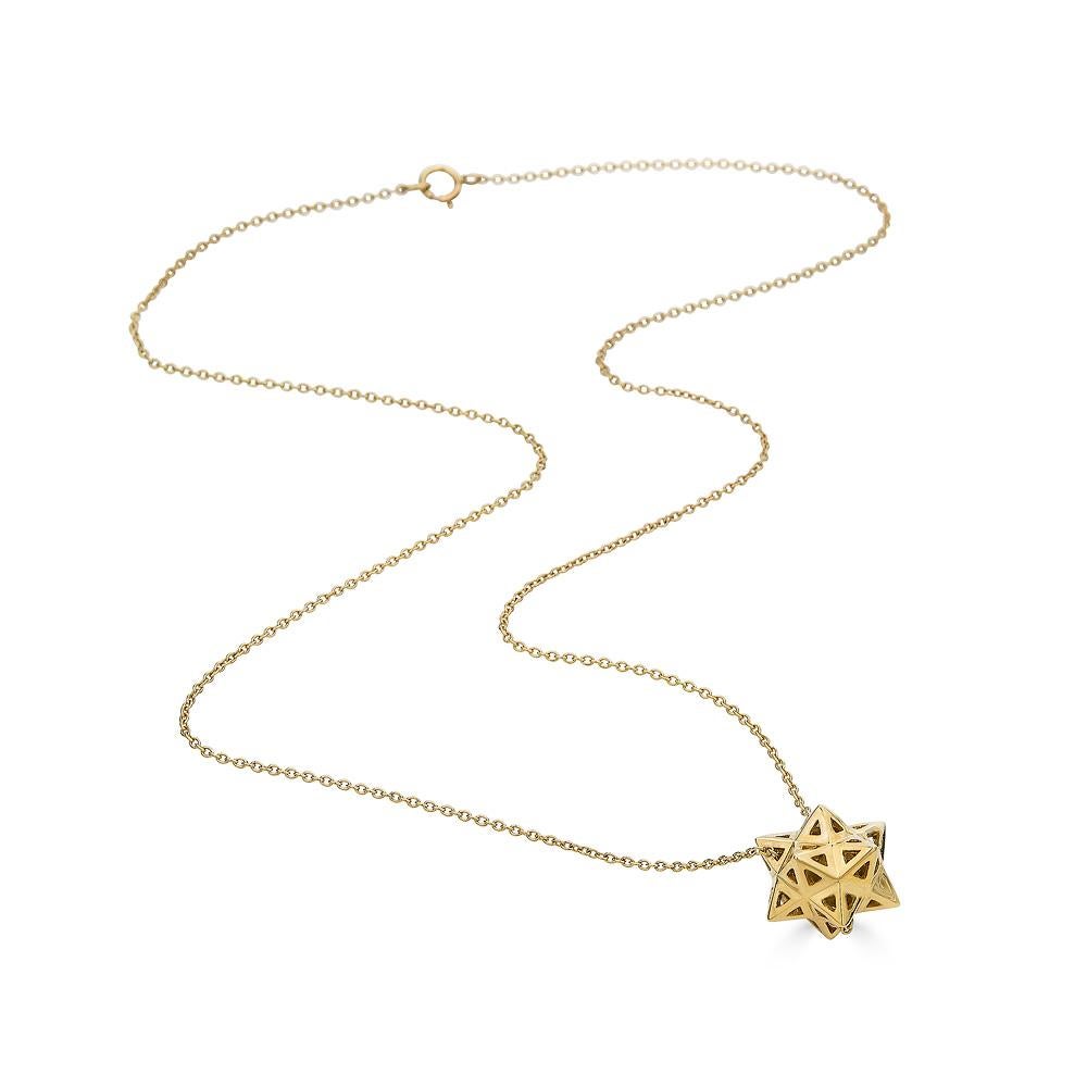 This adjustable Verahedra collection necklace is created in 18K gold and inspired by Platonic solids.

This piece was designed to evoke personal power. 

John Brevard applies his background in architecture and multidisciplinary arts to create