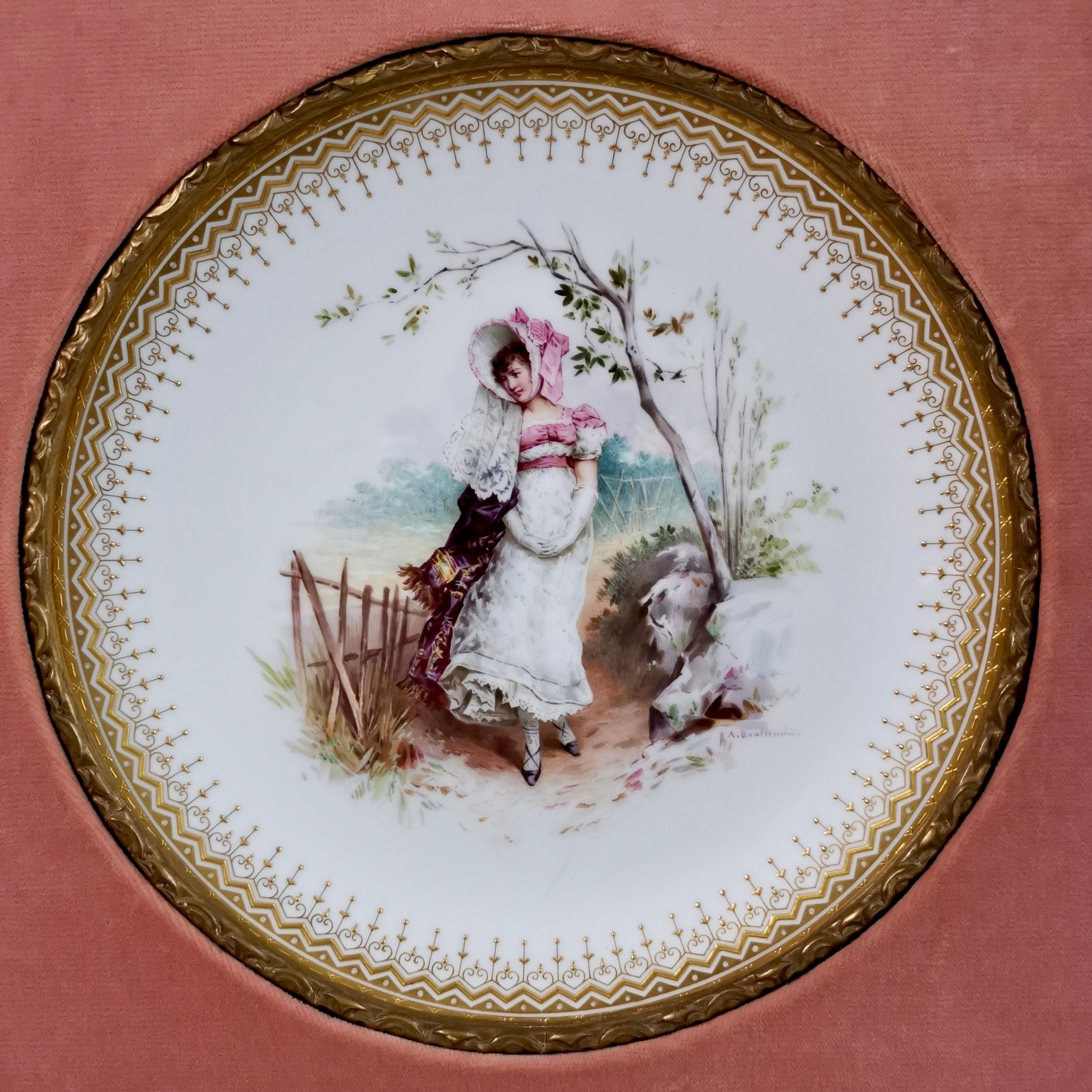 On offer is a stunning framed cabinet plate made by Minton in 1882. The plate is painted by the famous porcelain artist Antonin Boullemier and is framed in a gilt Italianate Rococo scroll frame.
 
Minton was one of the pioneers of English china