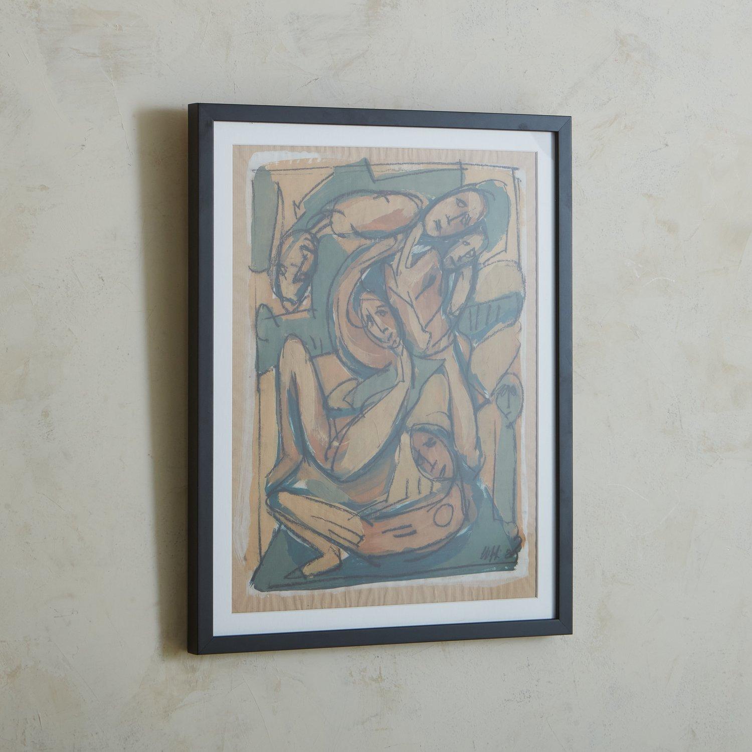 Modern Framed Mixed Media Abstract on Paper #24 by Alessandra Chiffi For Sale