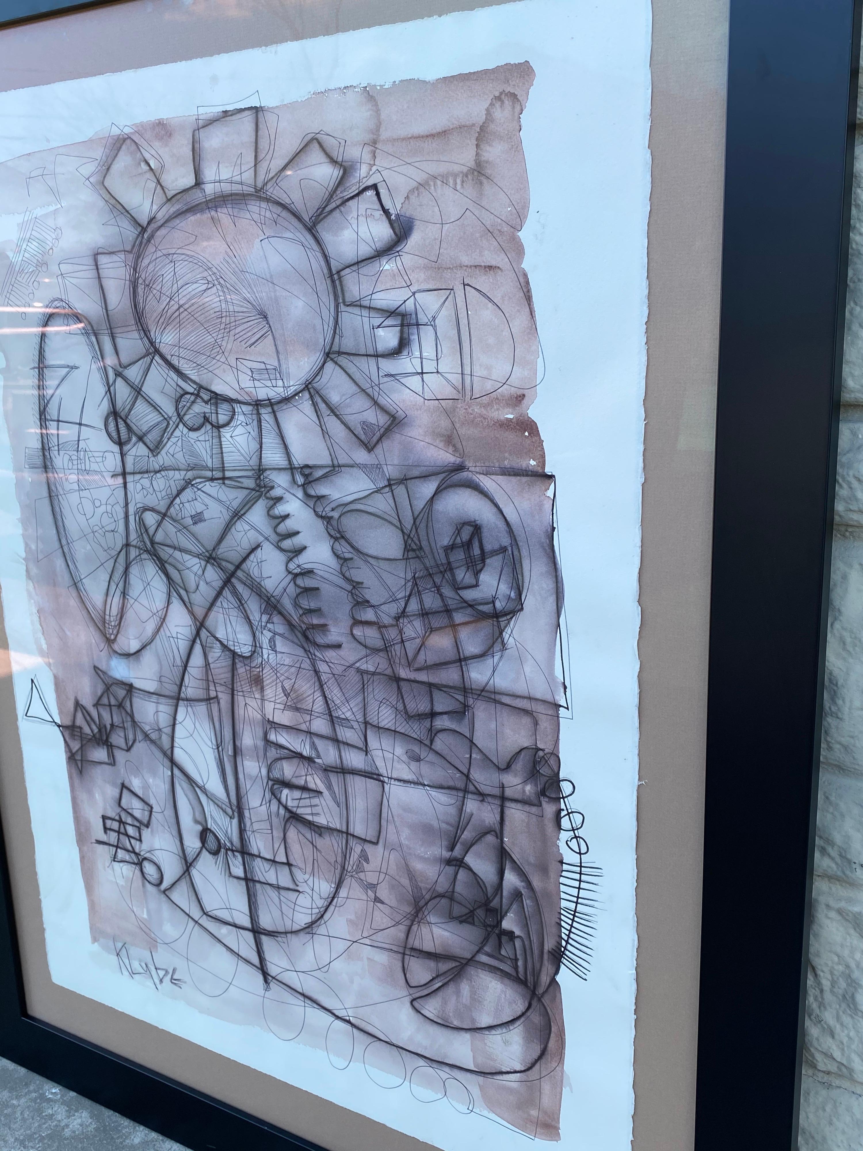 XXI secolo e contemporaneo Astratto su carta a tecnica mista incorniciato dell'artista texano Karl Lubbering in vendita