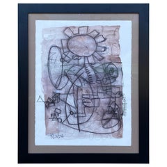Abstracto en técnica mixta sobre papel enmarcado del artista tejano Karl Lubbering