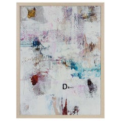 Framed Mixed Media Print of Colorful Shapes 
Text on a Beige Background