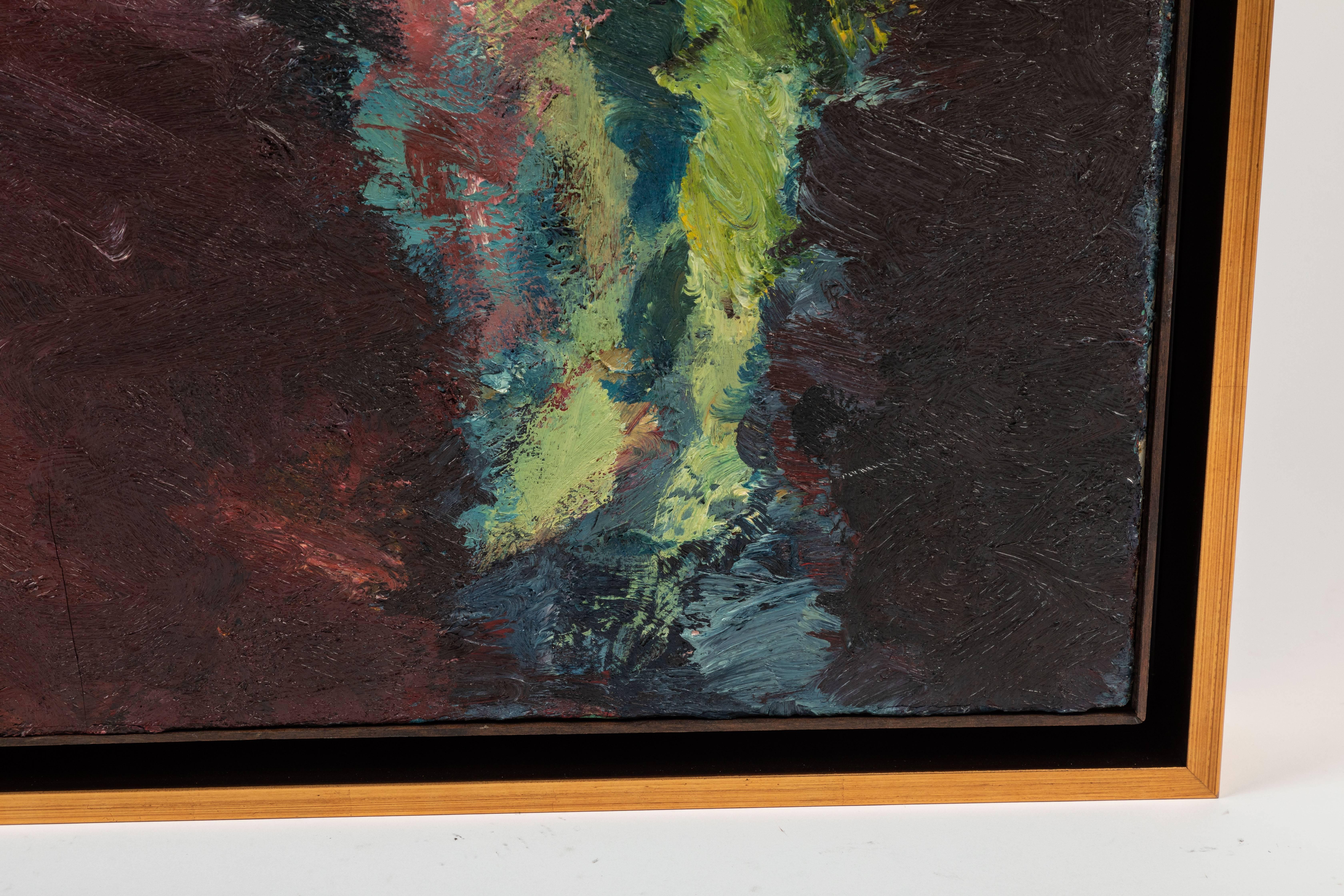 Américain Peinture à l'huile abstraite moderne encadrée de Stevan Kissel en vente