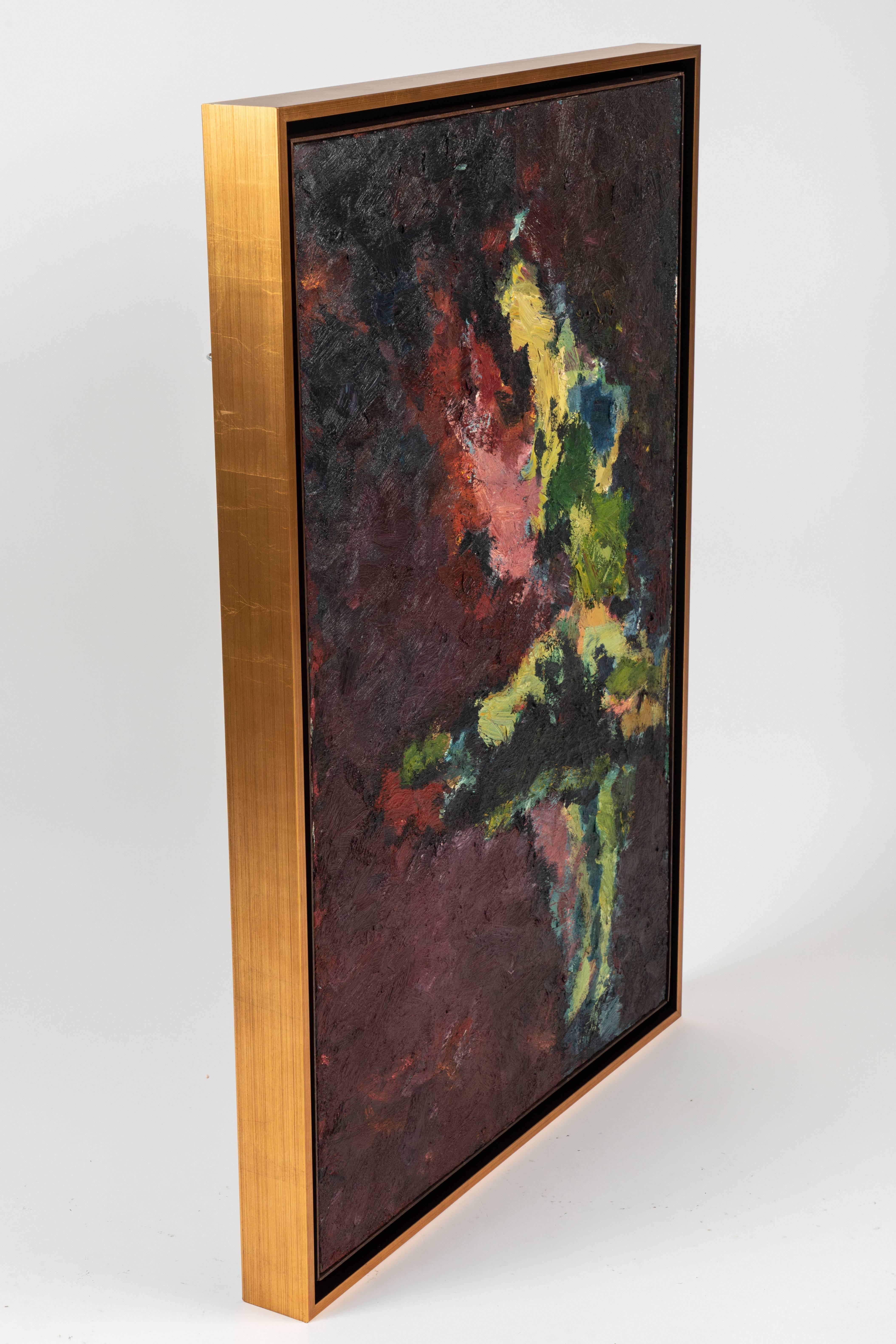 20ième siècle Peinture à l'huile abstraite moderne encadrée de Stevan Kissel en vente