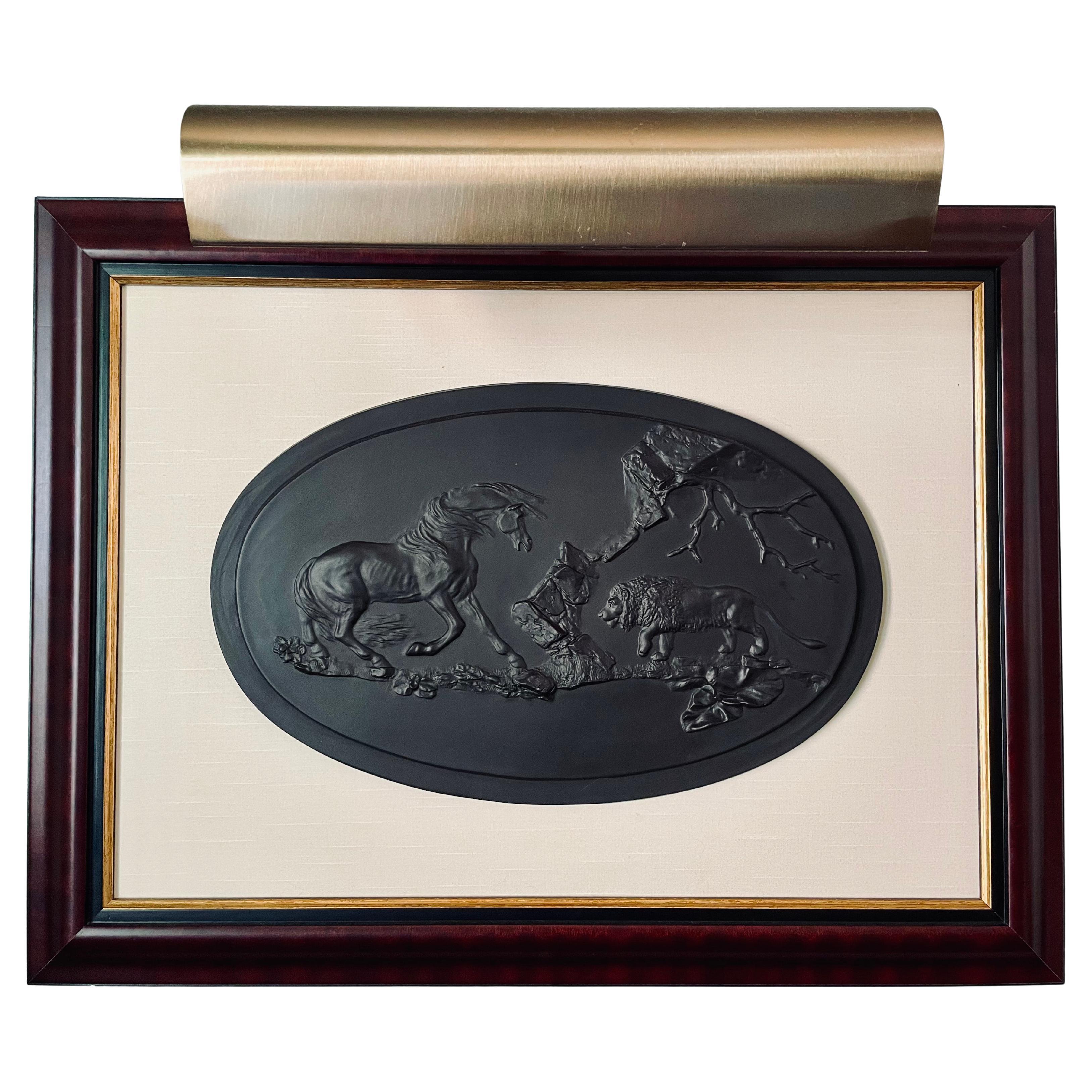 Cuadro moderno de Wedgwood de gres basáltico según Stubbs, Caballo asustado