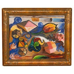 Huile sur panneau moderniste encadrée