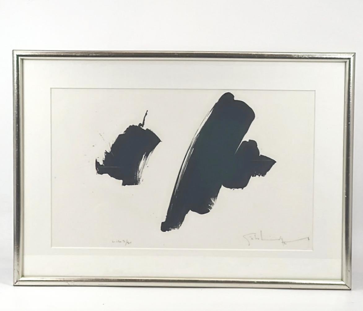 Framed Monochrome Lithograph By Gösta Lindqvist, Signed, Numbered 3/30 In Good Condition For Sale In London, England