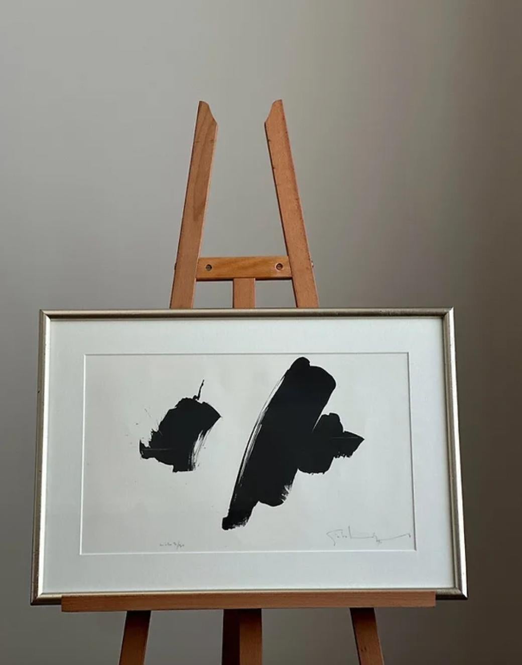 Paper Framed Monochrome Lithograph By Gösta Lindqvist, Signed, Numbered 3/30 For Sale