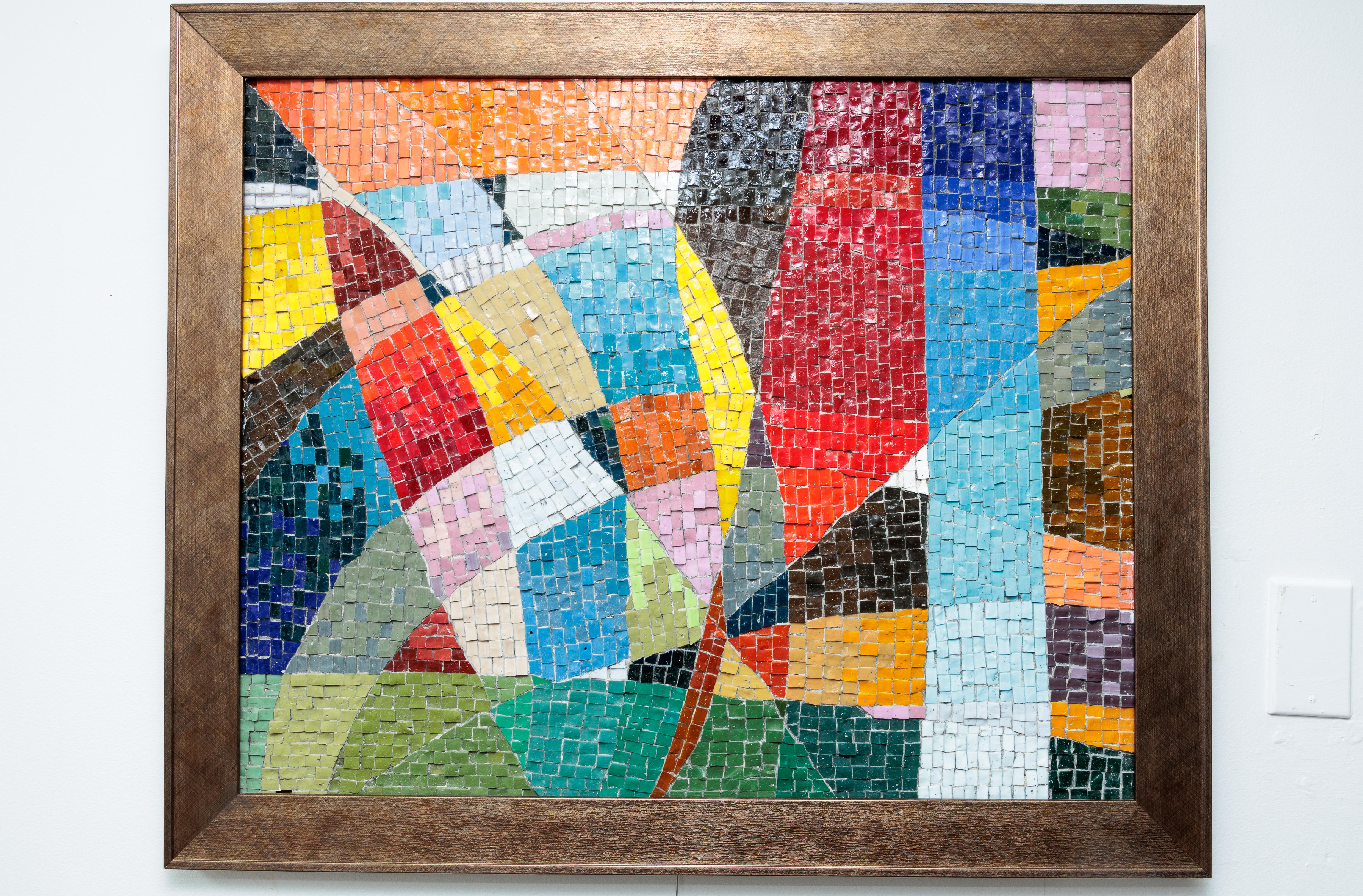 Mid-Century Modern Art mural encadré mosaïque en vente