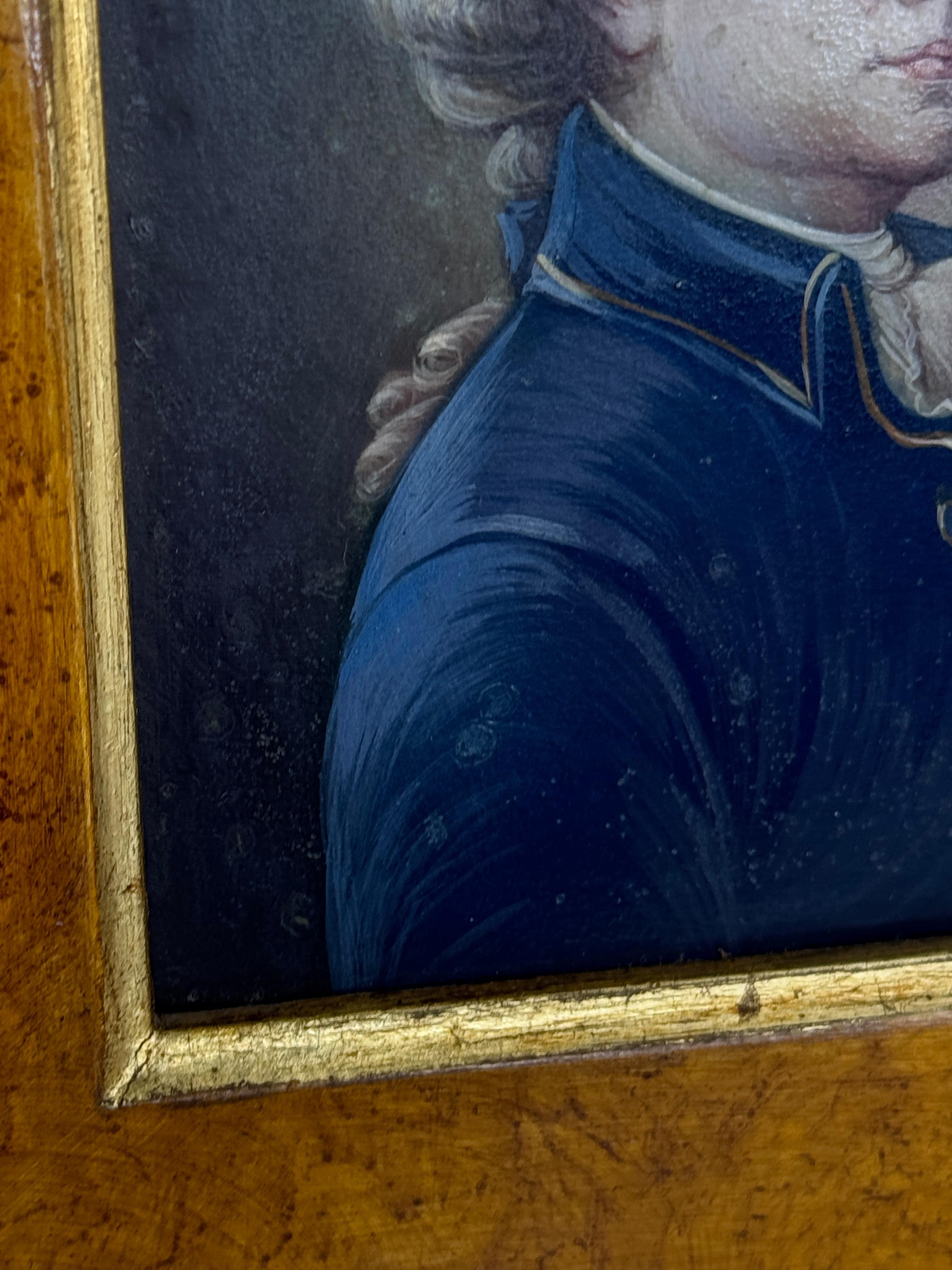 Gerahmte Mozart Miniature Portrait Gemälde Prof. A Mattei, Hand gemalt Vintage im Angebot 5