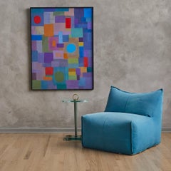 Gerahmtes mehrfarbiges abstraktes Gemälde, Öl auf Leinwand, Gemälde von Clara Shainess