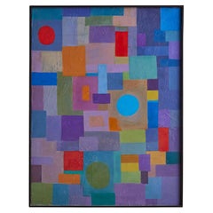 Framed Multicolor Abstract Oil on Canvas Painting by Clara Shainess