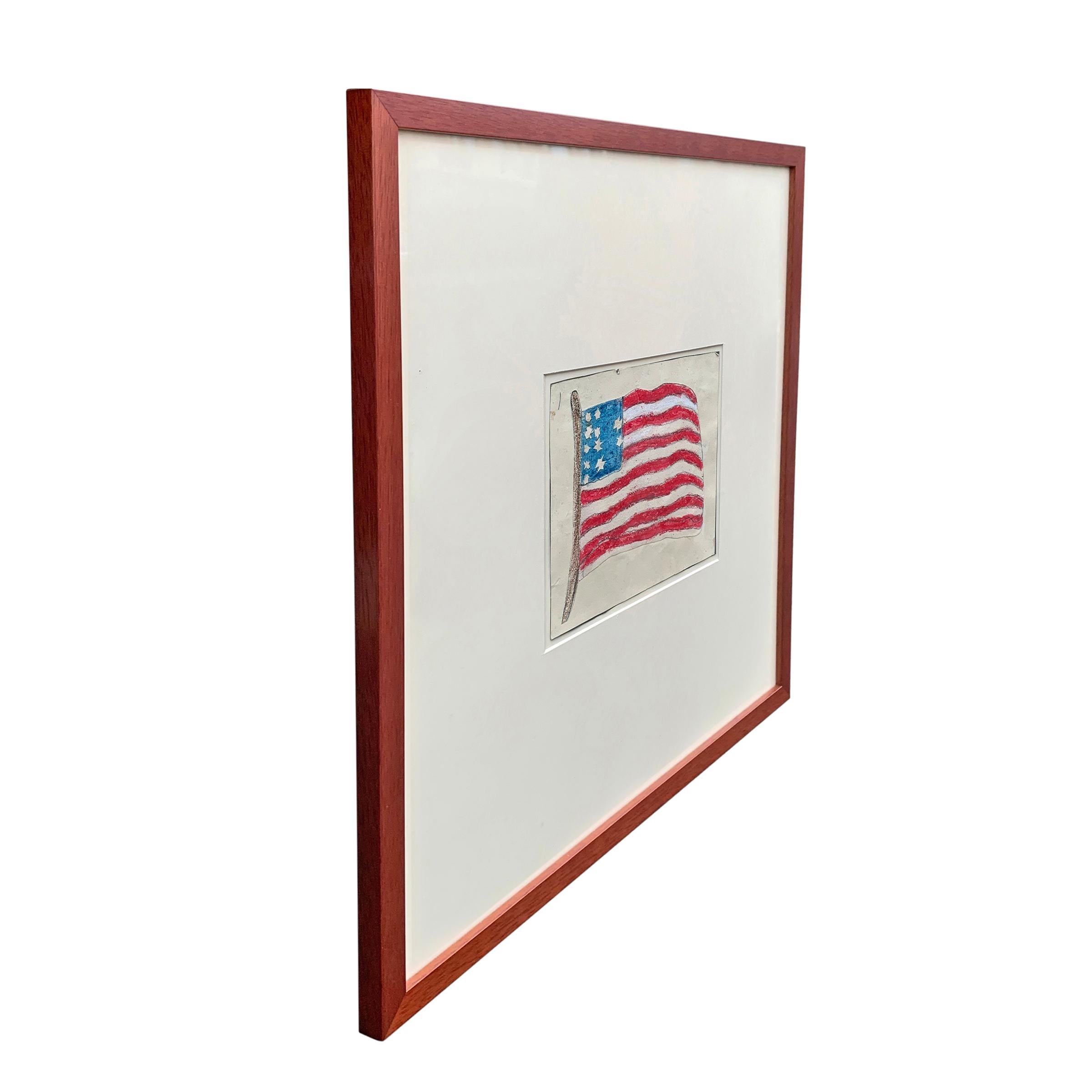 Folk Art Framed Naive American Flag Collage