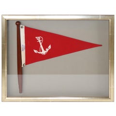 Vintage Framed Nautical Bow Pennant with Anchor